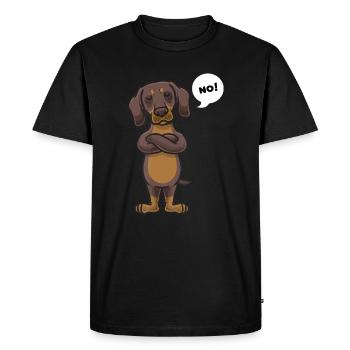 Teckel drôle Chien têtu - T-shirt Premium bio Homme - noir - Devant - Nico (187cm)