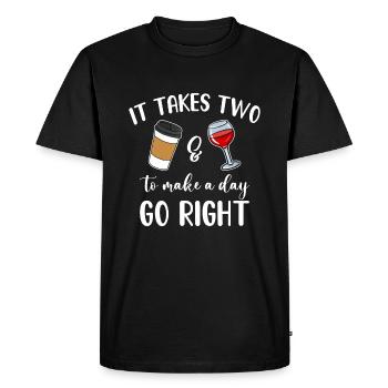 It Takes Two To Make A Day Go Right Coffee & Wine - Men's Premium Organic T-Shirt - black - Front - Nico (187cm)