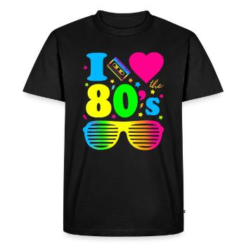 J’aime les vêtements des années 80 pour femmes et hommes Party Fun - T-shirt Premium bio Homme - noir - Devant - Nico (187cm)