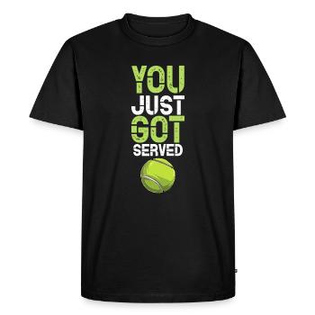 Vous venez de recevoir un t-shirt de tennis - Funny Tenniss - T-shirt Premium bio Homme - noir - Devant - Nico (187cm)