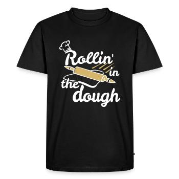 Funny Rollin' in the Dough Baking - Men's Premium Organic T-Shirt - black - Front - Nico (187cm)
