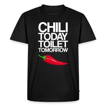 Drôle de Chili aujourd’hui Toilettes demain Cuisinez - T-shirt Premium bio Homme - noir - Devant - Nico (187cm)