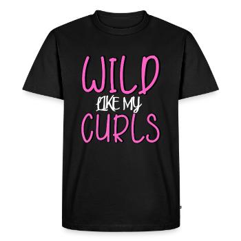 Sauvage comme mes boucles mignonnes drôles - T-shirt Premium bio Homme - noir - Devant - Nico (187cm)