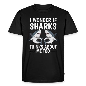 Je me demande si les requins pensent aussi à moi Citer les requins - T-shirt Premium bio Homme - noir - Devant - Nico (187cm)