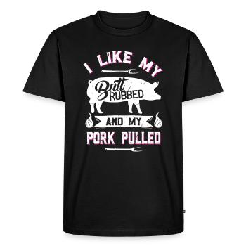 Drôle BBQ Grilling Citation Cochon Porc Effiloché - T-shirt Premium bio Homme - noir - Devant - Nico (187cm)
