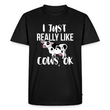 J’aime vraiment les vaches OK - Rancher & Farmer - T-shirt Premium bio Homme - noir - Devant - Nico (187cm)