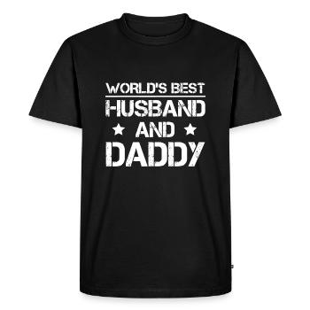 World's Best Husband And Daddy - Papa Father's Day - Men's Premium Organic T-Shirt - black - Front - Nico (187cm)