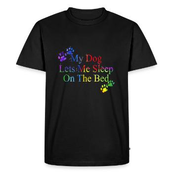My Dog Lets Me Sleep On The Bed | Gift Dog Lovers - Men's Premium Organic T-Shirt - black - Front - Nico (187cm)