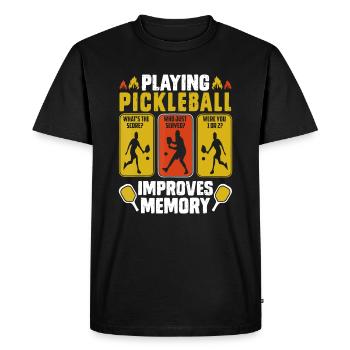 Playing Pickleball Improves Memory Funny Picklebal - Men's Premium Organic T-Shirt - black - Front - Nico (187cm)