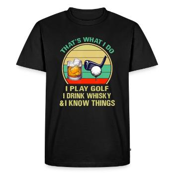 C'est ce que je fais, je joue au golf, je bois du whisky et c'est - T-shirt Premium bio Homme - noir - Devant - Nico (187cm)