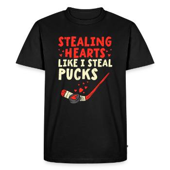 Stealing Heart Like I Steal Pucks Valentines Day H - Men's Premium Organic T-Shirt - black - Front - Nico (187cm)