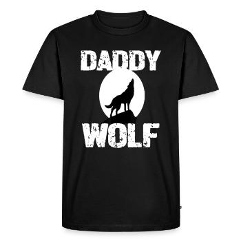 Daddy Wolf Shirt Matching Family Tribe Wolves Moon - Men's Premium Organic T-Shirt - black - Front - Nico (187cm)