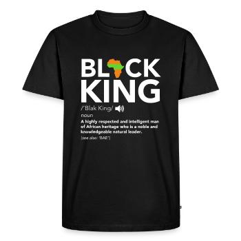 Roi Noir Définition Fierté africaine Mélanine Educat - T-shirt Premium bio Homme - noir - Devant - Nico (187cm)