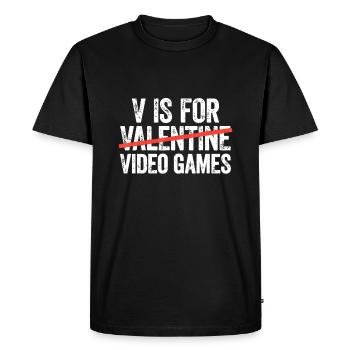 V est pour Video Games T-Shirt Anti Valentine’s Day - T-shirt Premium bio Homme - noir - Devant - Nico (187cm)