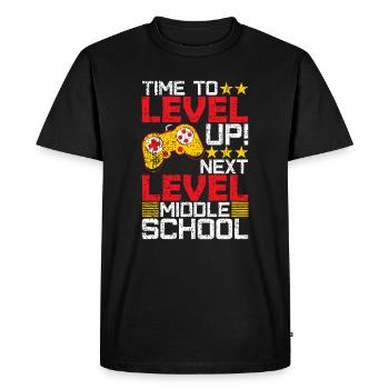 Il est temps d’améliorer le niveau du collégien. Diplômé du joueur vidéo - T-shirt Premium bio Homme - noir - Devant - Nico (187cm)