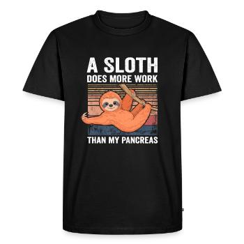 Le paresseux fait plus de travail que mon diabète de DT1 du pancréas - T-shirt Premium bio Homme - noir - Devant - Nico (187cm)