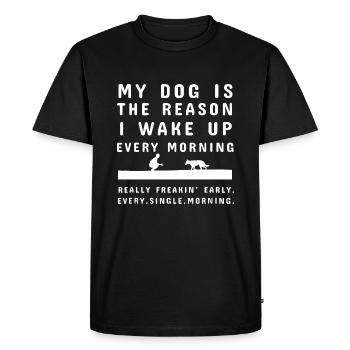 Mon chien est la raison pour laquelle je me réveille tous les matins chemise - T-shirt Premium bio Homme - noir - Devant - Nico (187cm)