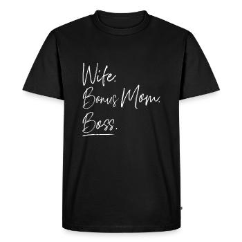 Femme Bonus Maman Boss - T-shirt Premium bio Homme - noir - Devant - Nico (187cm)