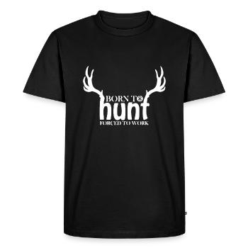 Né pour chasser forcé de travailler chemise drôle de chasse gi - T-shirt Premium bio Homme - noir - Devant - Nico (187cm)