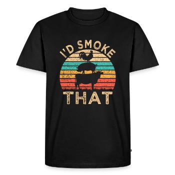 Funny BBQ I'd Smoke That Barbeque Retro Grillingpo - Men's Premium Organic T-Shirt - black - Front - Nico (187cm)