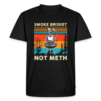 Funny BBQ Skeleton Smoke Brisket Not Meth Grilling - Men's Premium Organic T-Shirt - black - Front - Nico (187cm)