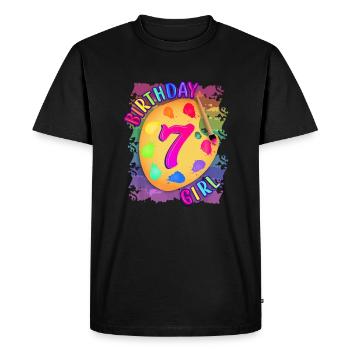 Anniversaire Fille 7 ans Art Peinture Party 7ème Bi - T-shirt Premium bio Homme - noir - Devant - Nico (187cm)