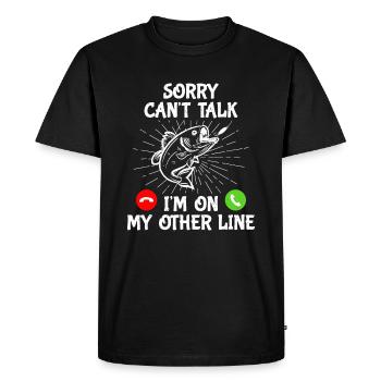 Funny Fishing I'm On My Other Line Fisherman Bass - Men's Premium Organic T-Shirt - black - Front - Nico (187cm)