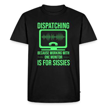 Drôle de répartiteur - Opérateur d’urgence Jaune mince - T-shirt Premium bio Homme - noir - Devant - Nico (187cm)