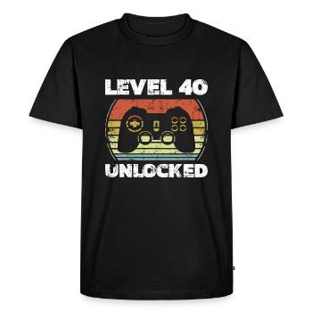 Level 40 Unlocked Funny Video Gamer 40th Birthdayl - Men's Premium Organic T-Shirt - black - Front - Nico (187cm)