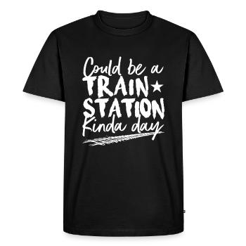 Could Be A Train Station Kind Of Day Womens Vintag - Men's Premium Organic T-Shirt - black - Front - Nico (187cm)