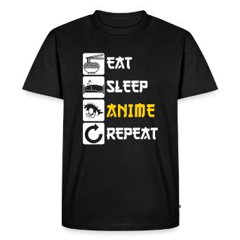 Manger dormir Anime Répéter | Manga Japon Dire Cospla - T-shirt Premium bio Homme - noir - Devant - Nico (187cm)