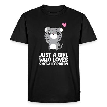 Juste une fille qui aime les léopards des neiges - T-shirt Premium bio Homme - noir - Devant - Nico (187cm)