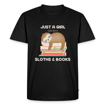 Just a girl who loves sloths and books Readerjust - Men's Premium Organic T-Shirt - black - Front - Nico (187cm)