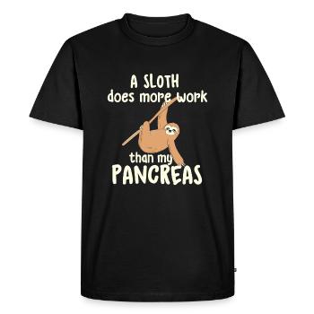 A Sloth Does More Work Than My Pancreas - Diabetes - Men's Premium Organic T-Shirt - black - Front - Nico (187cm)