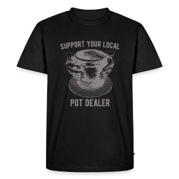 Soutenez votre revendeur de poterie local pour Makerpo - T-shirt Premium bio Homme - noir - Devant - Nico (187cm)