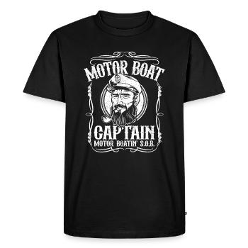 Mens Motor Boat Captain Funny Pontoon Boating Moto - Men's Premium Organic T-Shirt - black - Front - Nico (187cm)