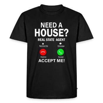 Agent immobilier - Courtier en maison - T-shirt Premium bio Homme - noir - Devant - Nico (187cm)