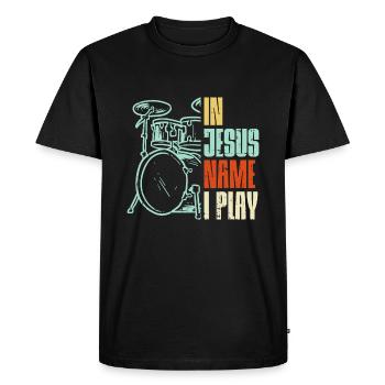 Jésus Nom Je joue de la batterie Dieu Tambour Musique Christi - T-shirt Premium bio Homme - noir - Devant - Nico (187cm)