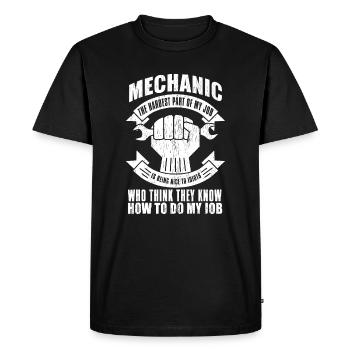 Mechanic Funny Gift - Mechanic The Hardest Part Of - Men's Premium Organic T-Shirt - black - Front - Nico (187cm)