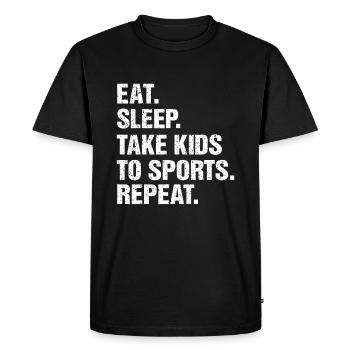 Cadeau VINTAGE, Eat Sleep Emmenez les enfants au sport Répétez - T-shirt Premium bio Homme - noir - Devant - Nico (187cm)
