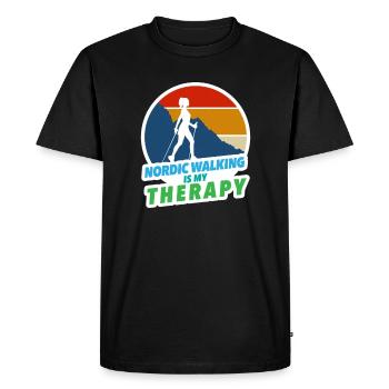 La marche nordique est ma thérapie Course à pied Jogging Randonnée - T-shirt Premium bio Homme - noir - Devant - Nico (187cm)
