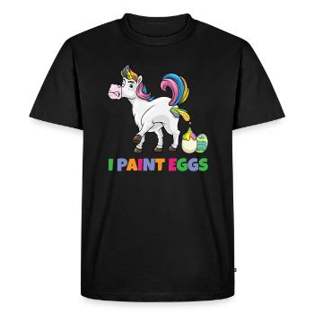 I Paint Eggs Funny Easter Unicorn Easter Eggs - Men's Premium Organic T-Shirt - black - Front - Nico (187cm)