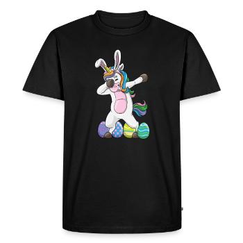 Dabbing Unicorn Easter Rabbit Dab Dance Easter Egg - Men's Premium Organic T-Shirt - black - Front - Nico (187cm)