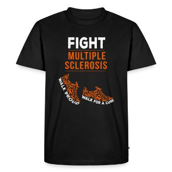 Fight Multiple Sclerosis MS Awareness Warrior Ribb - Men's Premium Organic T-Shirt - black - Front - Nico (187cm)