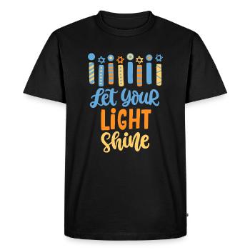 Drôle Hanoukka Laisse briller ta lumière Menorah adultes - T-shirt Premium bio Homme - noir - Devant - Nico (187cm)