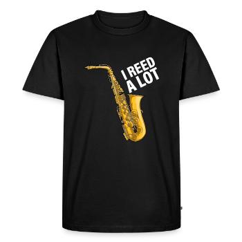 I Reed A Lot Saxophoniste Musicien de jazz Saxoph - T-shirt Premium bio Homme - noir - Devant - Nico (187cm)