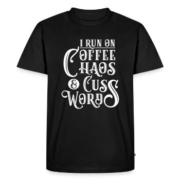 I Run on Coffee, Chaos & Cuss Words - Coffee Lover - Men's Premium Organic T-Shirt - black - Front - Nico (187cm)