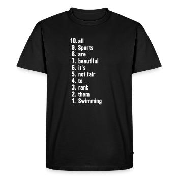 Drôle de sportif disant cadeau de natation - T-shirt Premium bio Homme - noir - Devant - Nico (187cm)