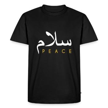 Salam Peace Arabic Calligraphy - Men's Premium Organic T-Shirt - black - Front - Nico (187cm)