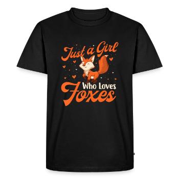 Juste une fille qui aime les renards - Fox Lover Zookeeper - T-shirt Premium bio Homme - noir - Devant - Nico (187cm)